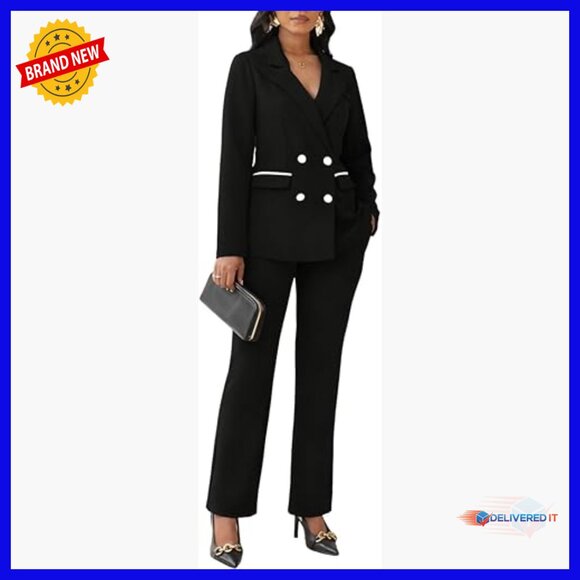 Large 2-Piece Pant Suit Set Long Sleeve Blazer Business Casual Work Outfit